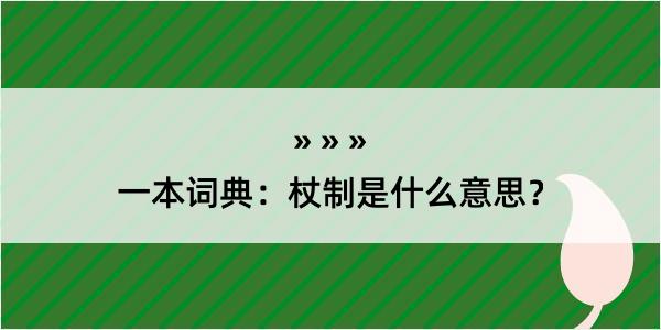 一本词典：杖制是什么意思？