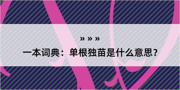 一本词典：单根独苗是什么意思？