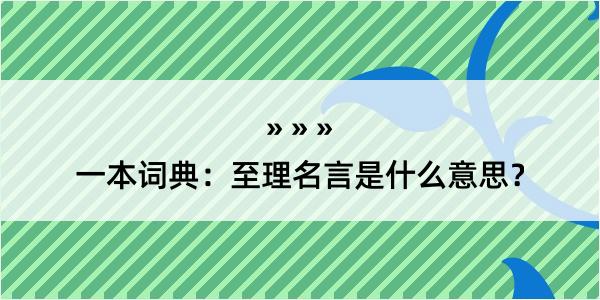 一本词典：至理名言是什么意思？