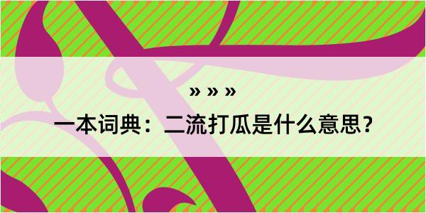 一本词典：二流打瓜是什么意思？