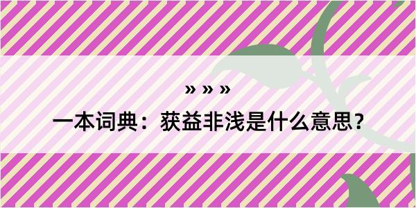 一本词典：获益非浅是什么意思？