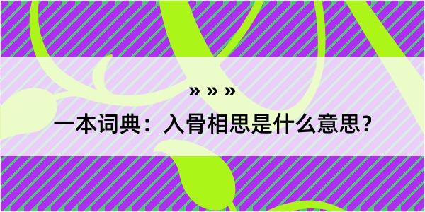 一本词典：入骨相思是什么意思？