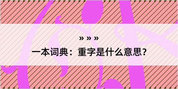 一本词典：重字是什么意思？