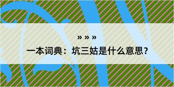 一本词典：坑三姑是什么意思？