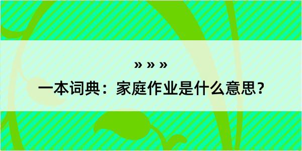 一本词典：家庭作业是什么意思？