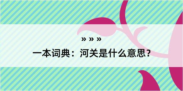 一本词典：河关是什么意思？