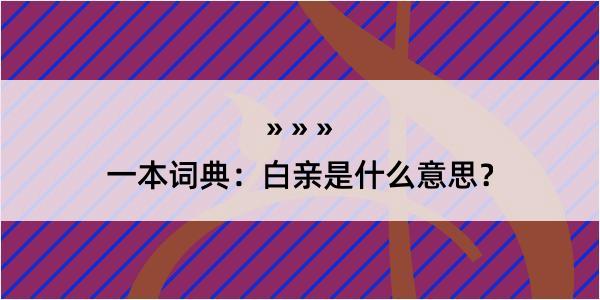 一本词典：白亲是什么意思？