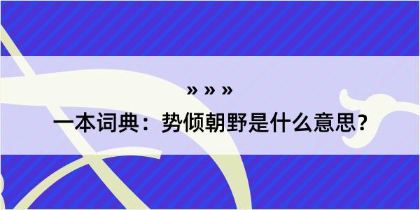 一本词典：势倾朝野是什么意思？