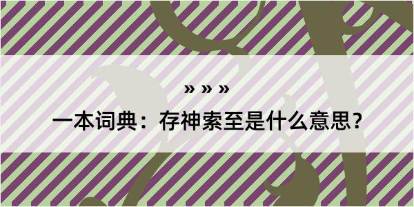 一本词典：存神索至是什么意思？