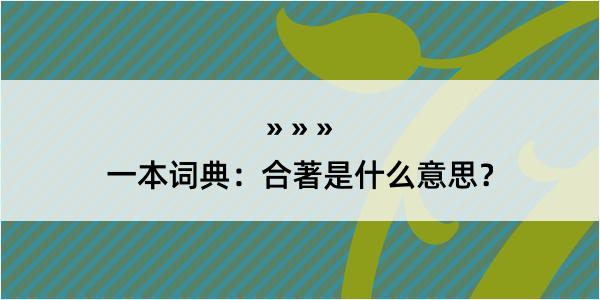 一本词典：合著是什么意思？