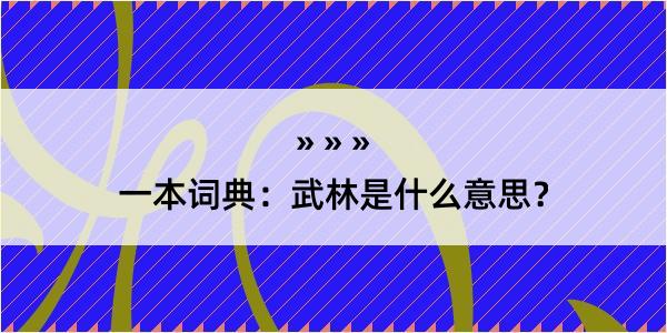 一本词典：武林是什么意思？