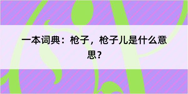 一本词典：枪子，枪子儿是什么意思？