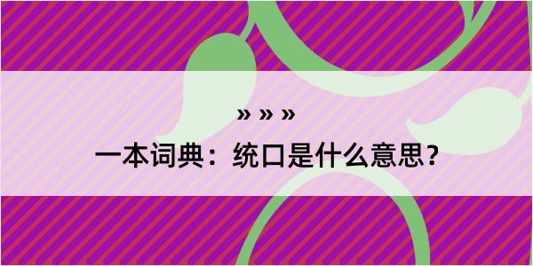 一本词典：统口是什么意思？