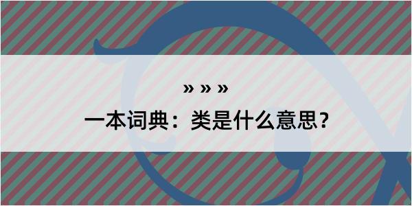 一本词典：类是什么意思？