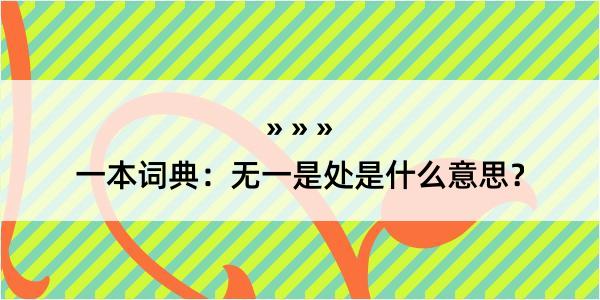 一本词典：无一是处是什么意思？