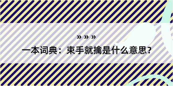 一本词典：束手就擒是什么意思？