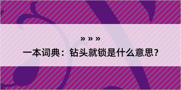 一本词典：钻头就锁是什么意思？