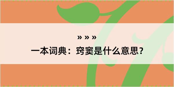 一本词典：窍窦是什么意思？