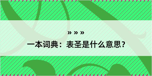 一本词典：表圣是什么意思？