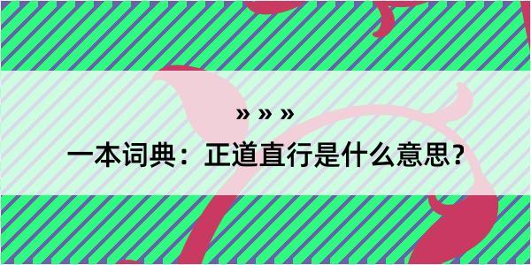 一本词典：正道直行是什么意思？