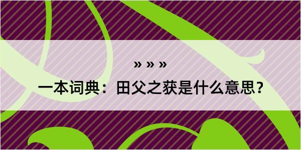 一本词典：田父之获是什么意思？