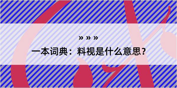 一本词典：料视是什么意思？