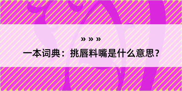 一本词典：挑唇料嘴是什么意思？