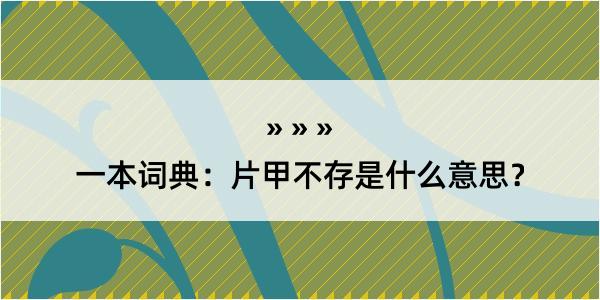 一本词典：片甲不存是什么意思？