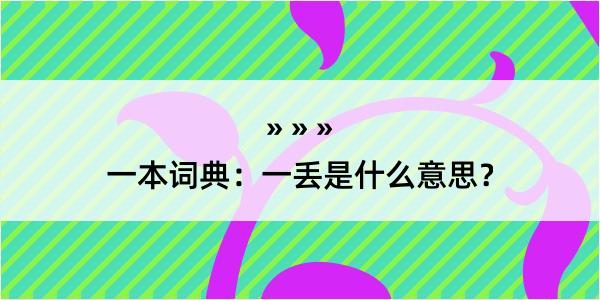 一本词典：一丢是什么意思？