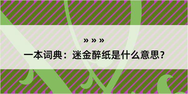 一本词典：迷金醉纸是什么意思？