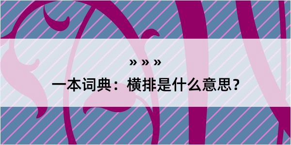 一本词典：横排是什么意思？