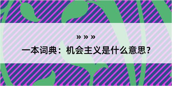 一本词典：机会主义是什么意思？