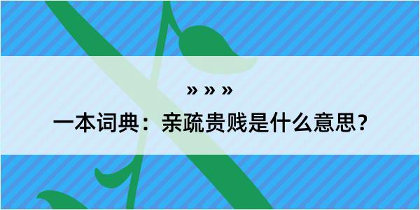 一本词典：亲疏贵贱是什么意思？