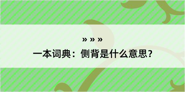 一本词典：侧背是什么意思？