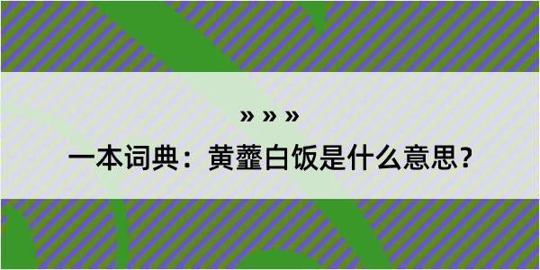 一本词典：黄虀白饭是什么意思？