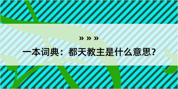 一本词典：都天教主是什么意思？