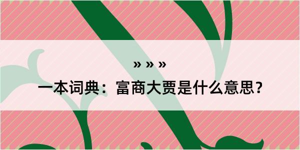 一本词典：富商大贾是什么意思？