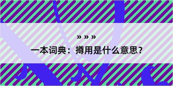 一本词典：撙用是什么意思？