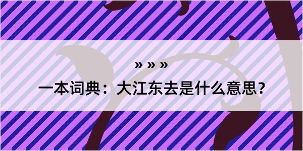 一本词典：大江东去是什么意思？