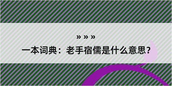 一本词典：老手宿儒是什么意思？