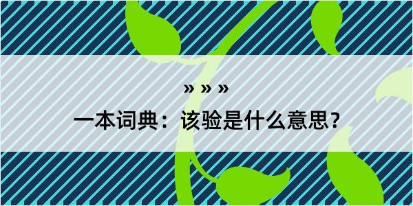 一本词典：该验是什么意思？