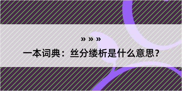 一本词典：丝分缕析是什么意思？