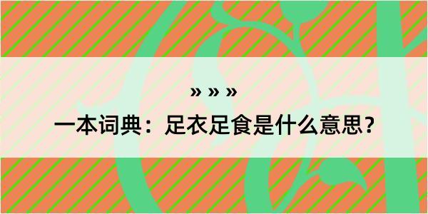 一本词典：足衣足食是什么意思？