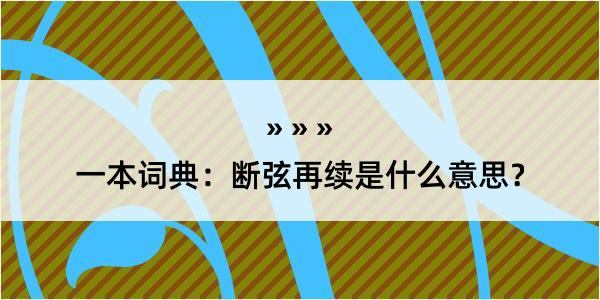 一本词典：断弦再续是什么意思？