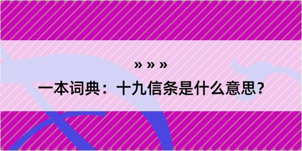 一本词典：十九信条是什么意思？