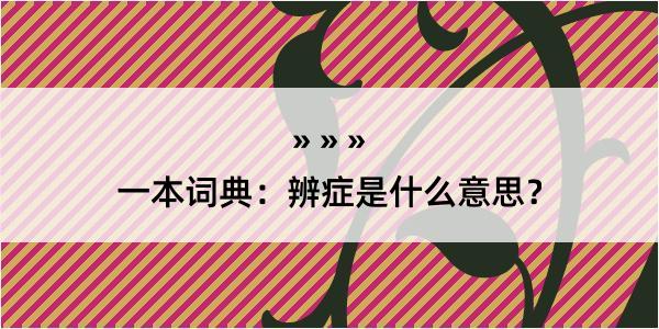 一本词典：辨症是什么意思？