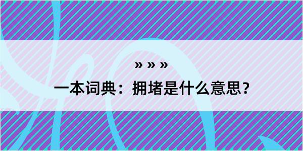 一本词典：拥堵是什么意思？