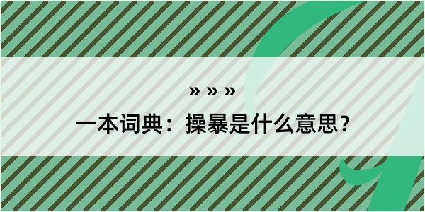 一本词典：操暴是什么意思？