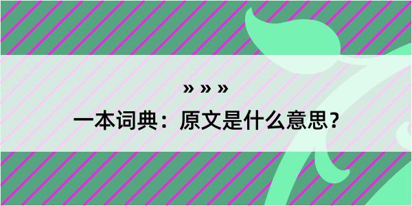 一本词典：原文是什么意思？