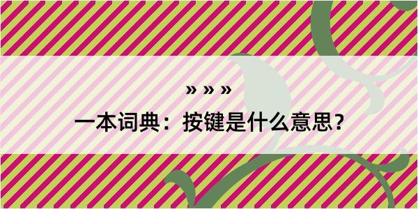 一本词典：按键是什么意思？